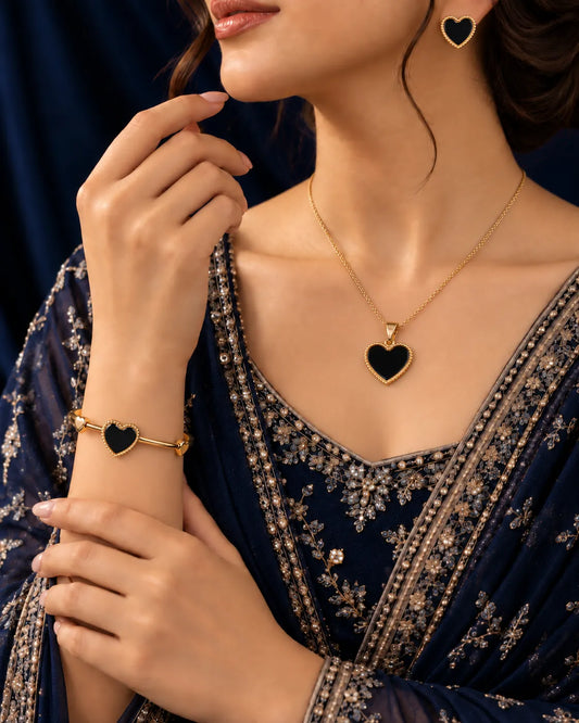 Midnight Heart Pendant, Earrings & Bracelet Set - main product view