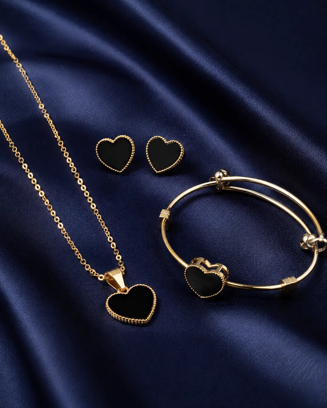 Midnight Heart Pendant, Earrings & Bracelet Set - alternate product view