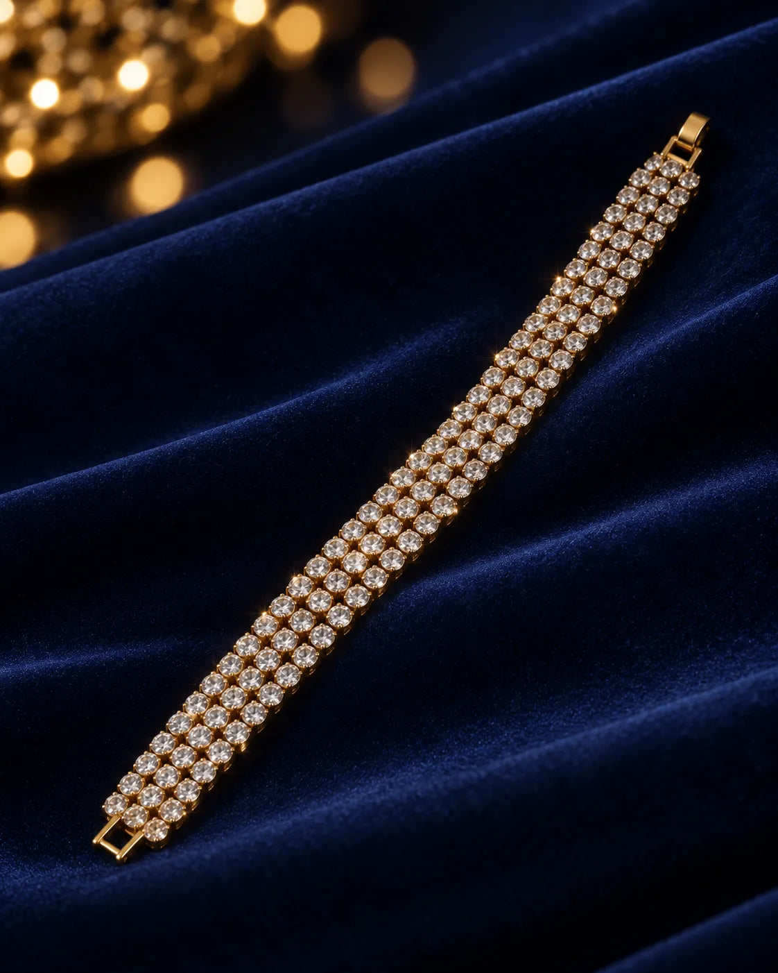 Multi-Row Crystal Tennis Bracelet - Gold Tone - product view 2