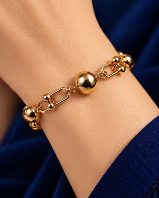 Orbit Link & Bead Gold-Tone Bracelet - alternate product view