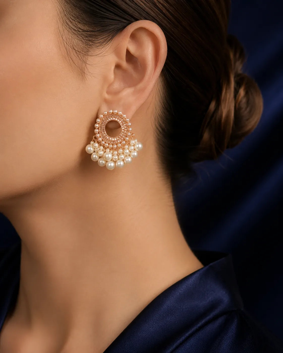 Pearl Halo Chandelier Earrings - main product view