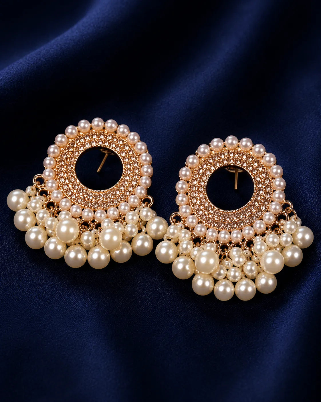 Pearl Halo Chandelier Earrings - alternate product view