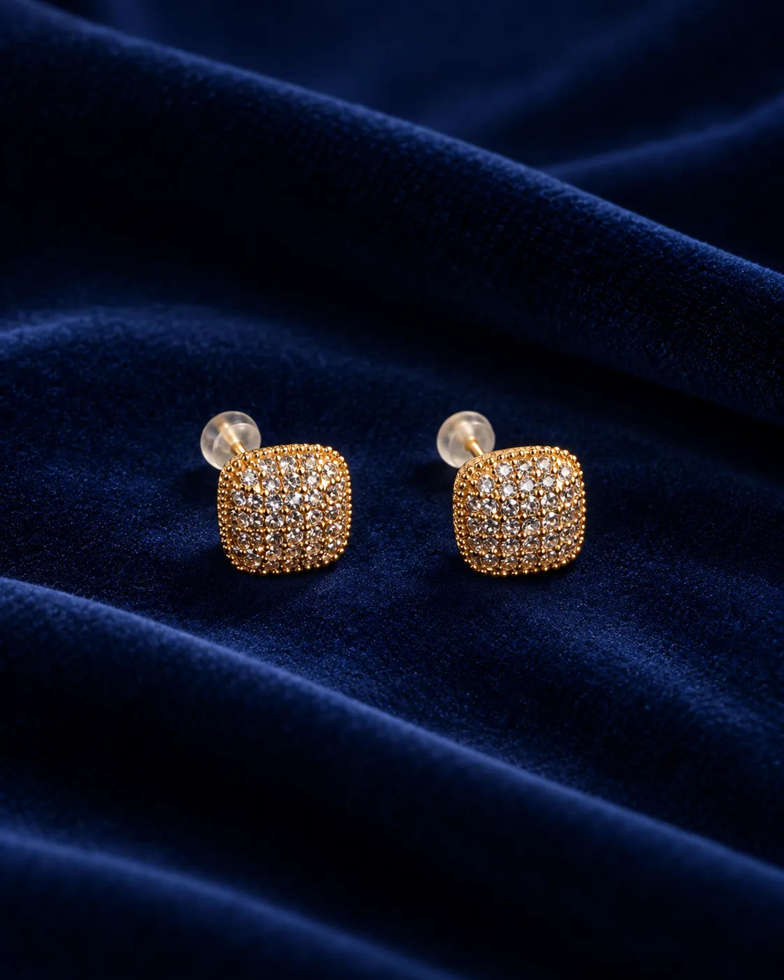 Square Pavé Crystal Gold-Tone Stud Earrings - product view 2