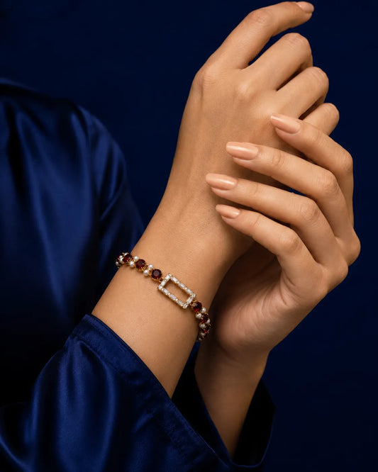 Ruby Pearl Geometric Statement Bracelet - main product view