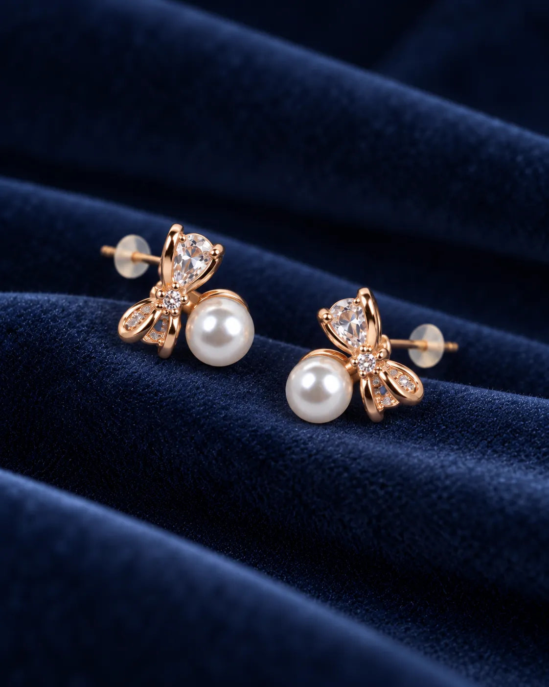 Crystal Bow-Knot Gold-Tone Stud Earrings - product view 2