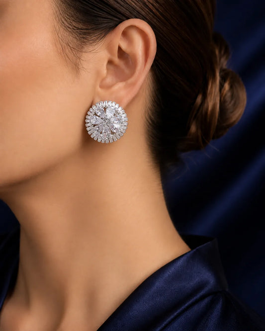 Radiant Bloom Crystal Stud Earrings - main product view