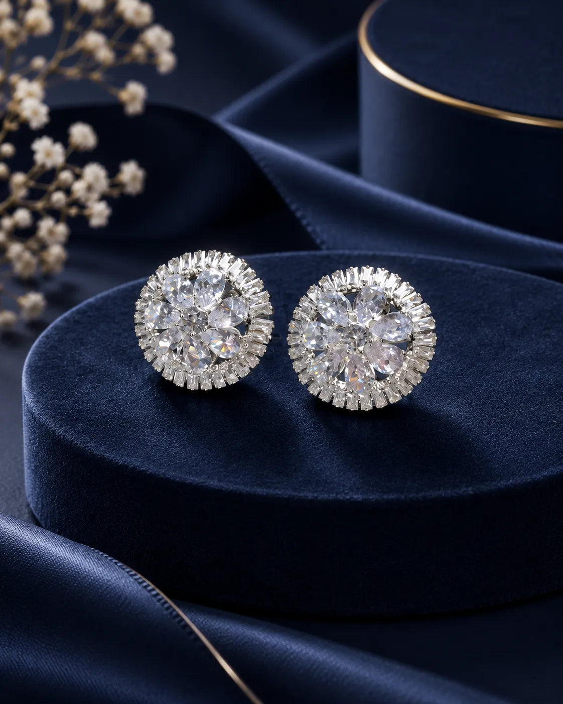 Radiant Bloom Crystal Stud Earrings - alternate product view