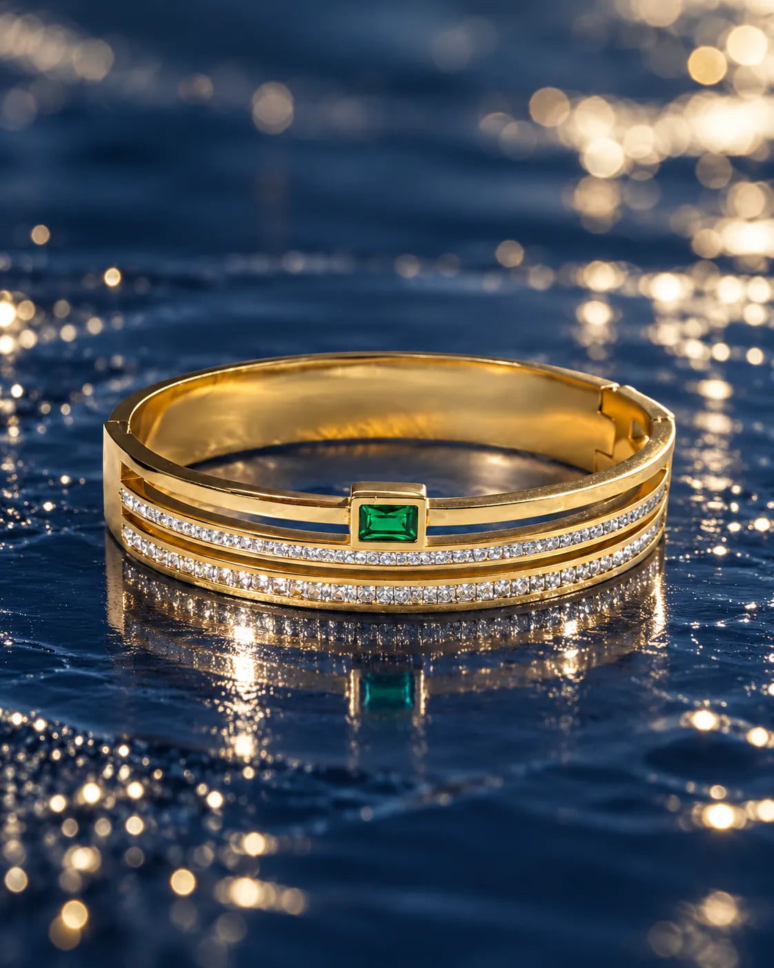 Emerald Line Double Crystal Bangle - main product view