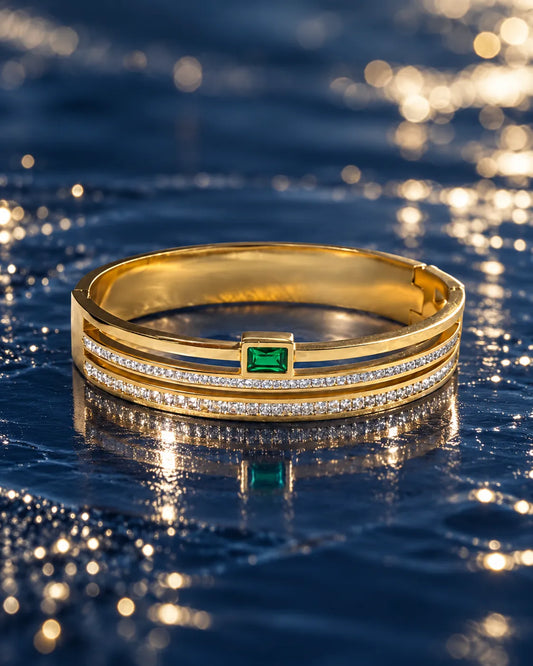 Emerald Line Double Crystal Bangle - main product view