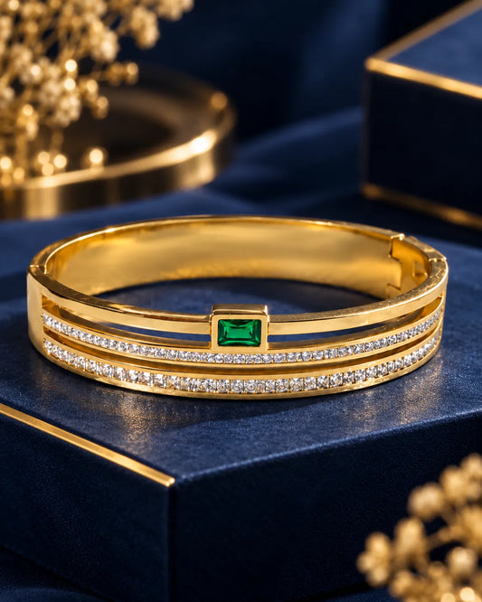 Emerald Line Double Crystal Bangle - alternate product view