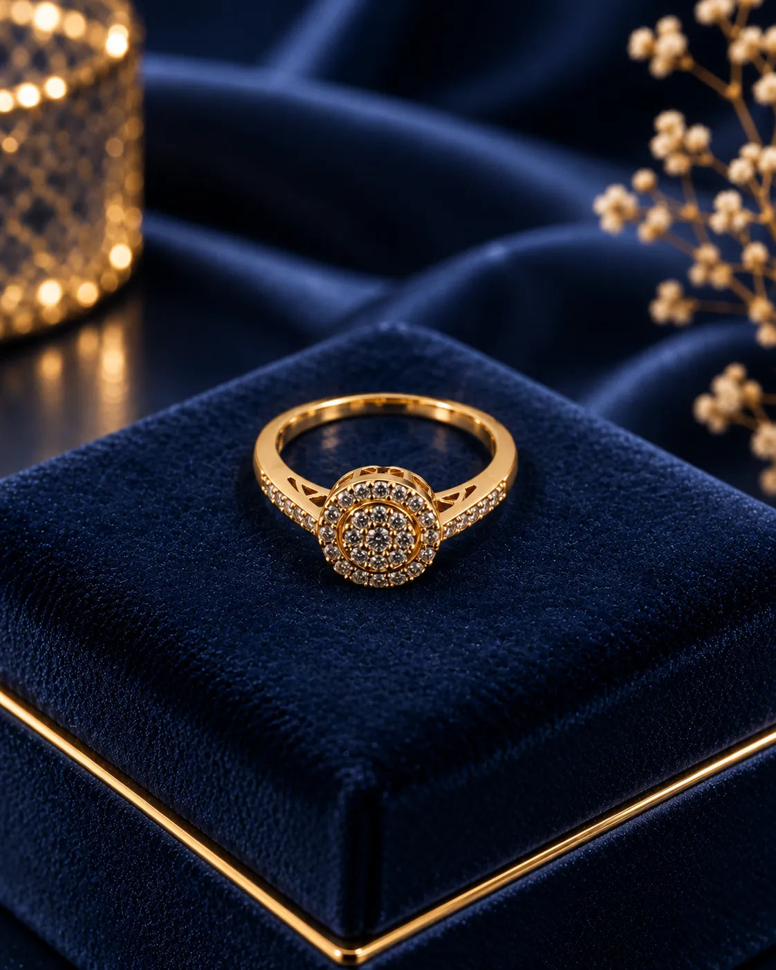 Halo Cluster Crystal Gold-Tone Ring - alternate product view
