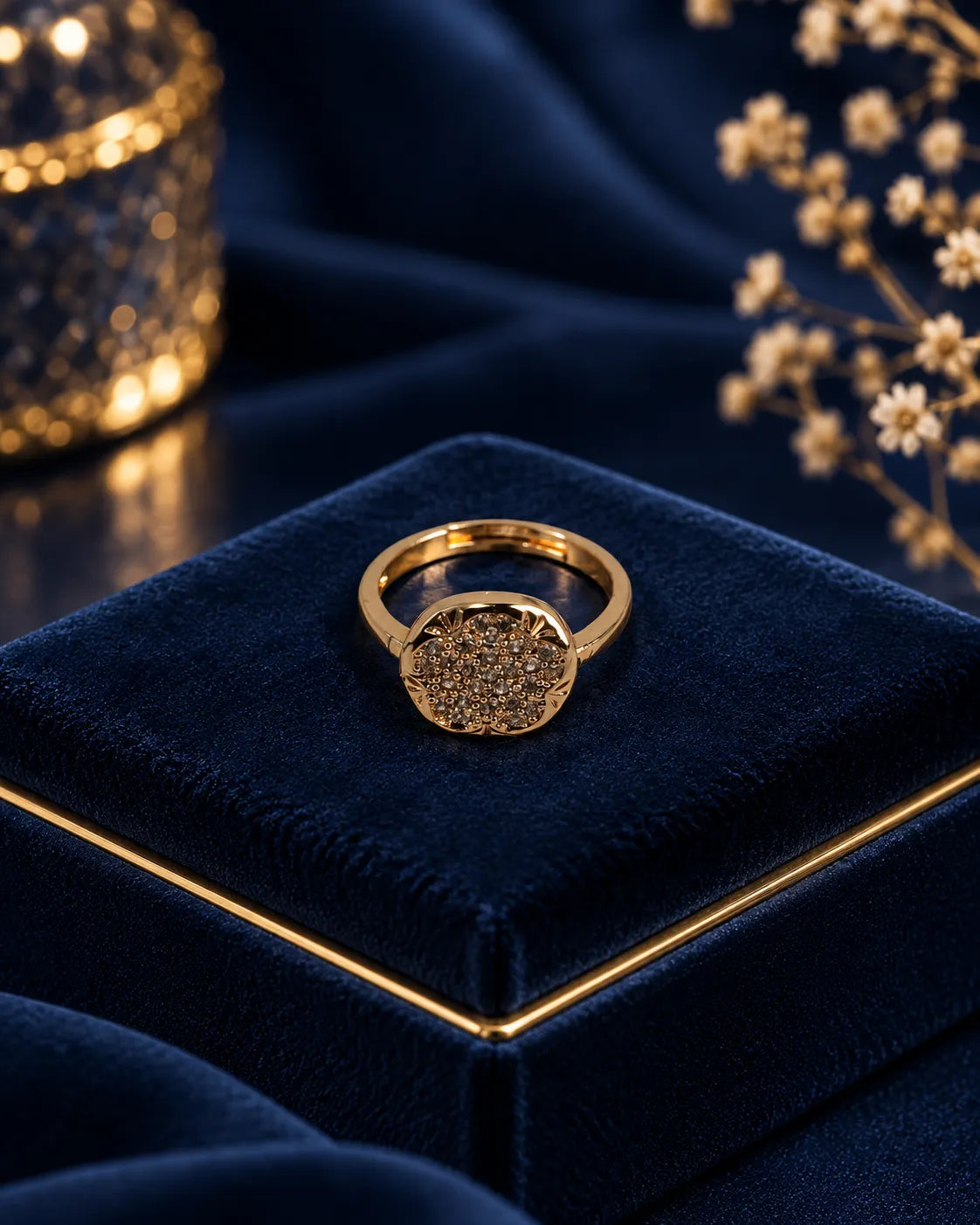 Round Crystal Disc Gold-Tone Ring - alternate product view