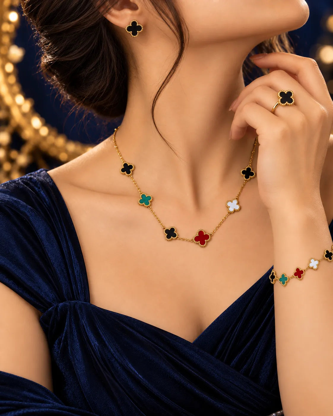 Multicolor Clover Four-Piece Jewelry Set - main product view