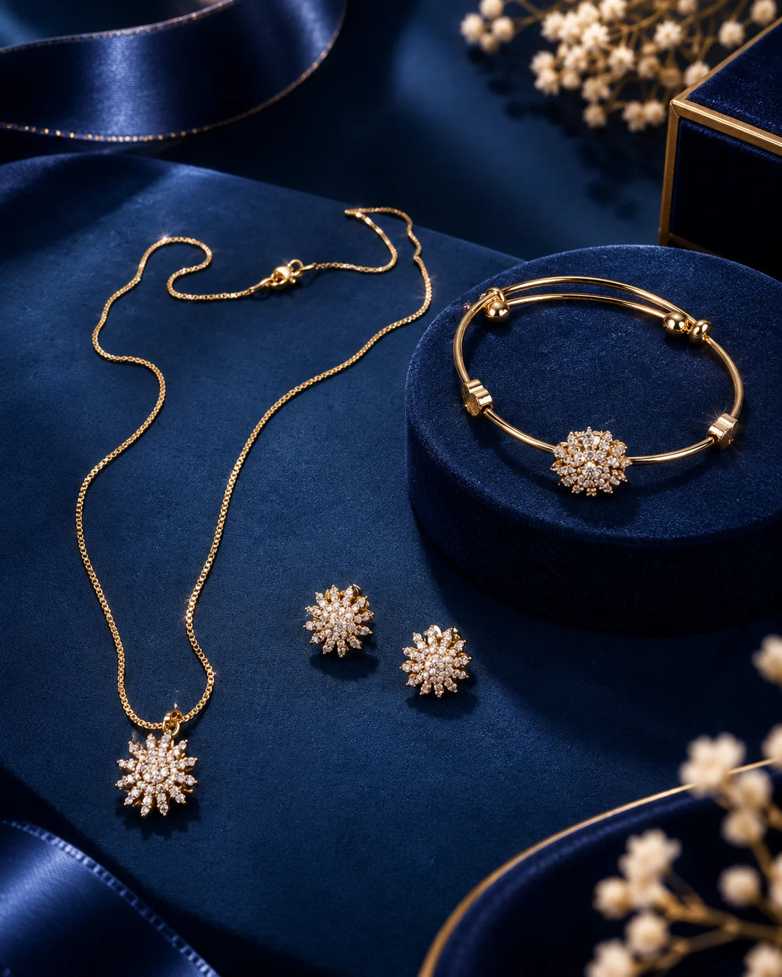 Crystal Floral Pendant, Bracelet & Earring Set - alternate product view