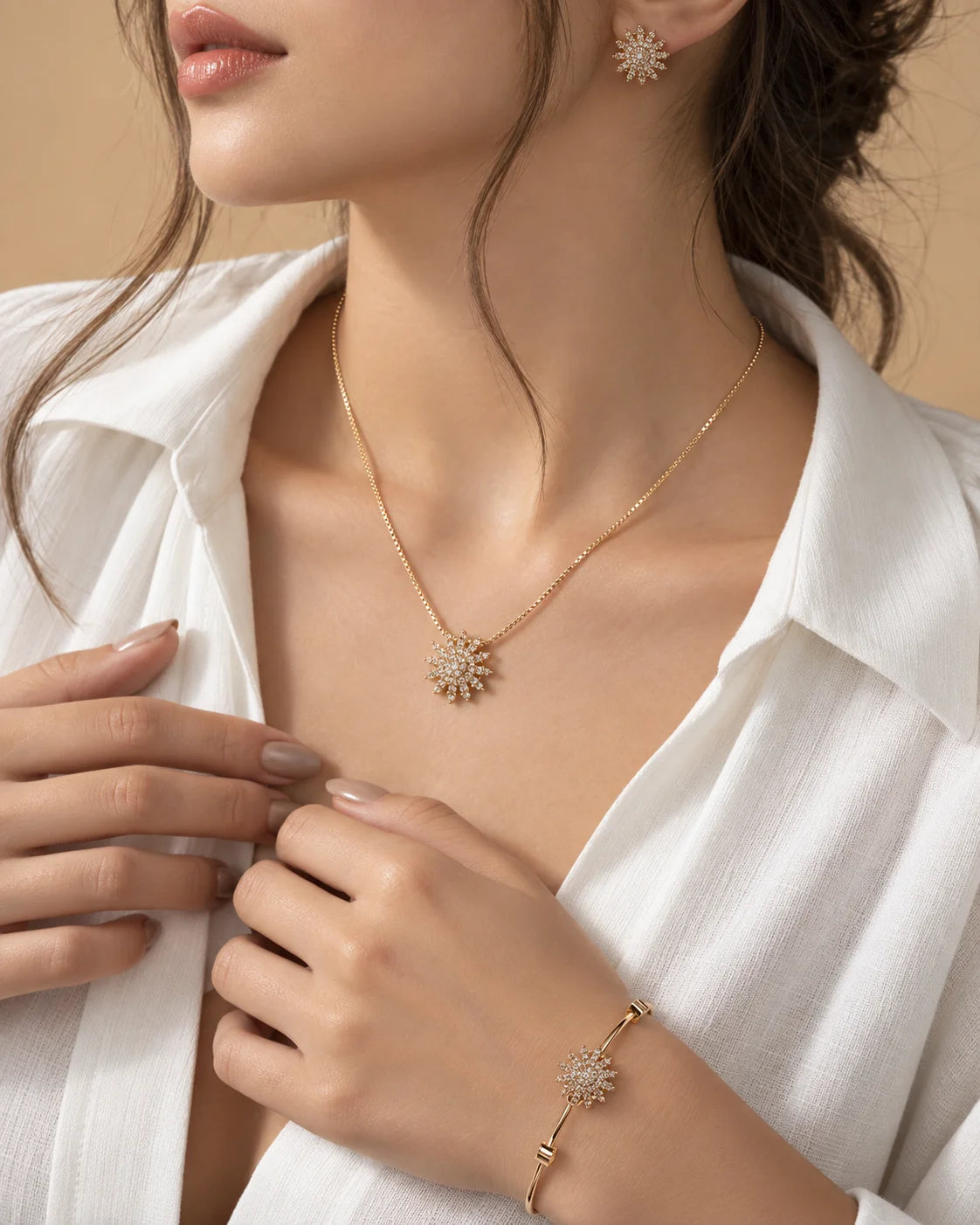 Crystal Floral Pendant, Bracelet & Earring Set - main product view