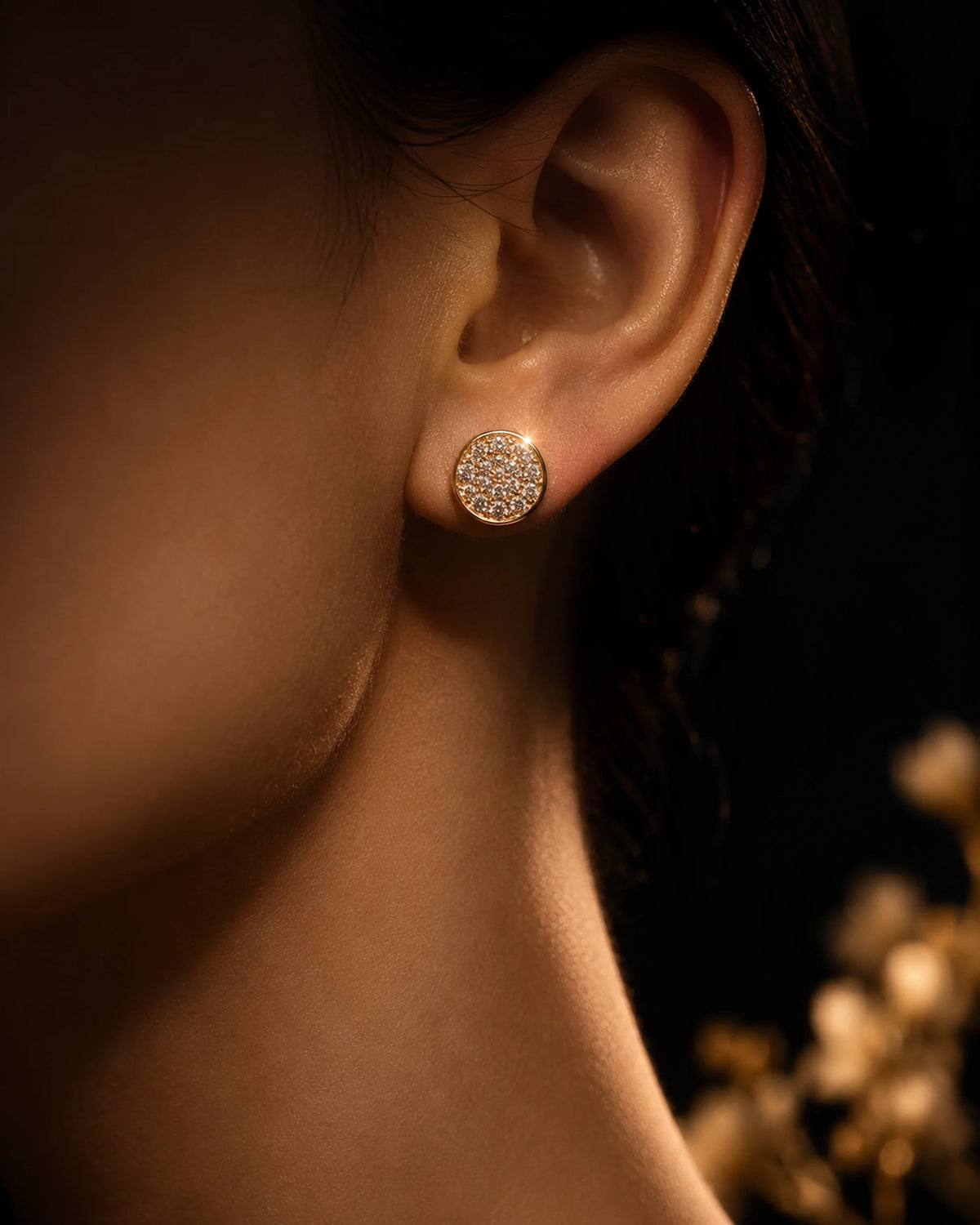 Round Pavé Crystal Stud Earrings - main product view