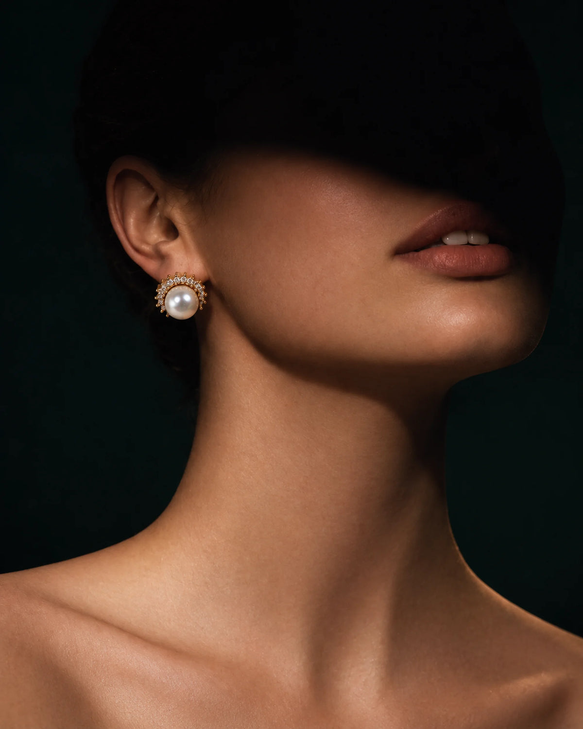 Pearl Halo Gold-Tone Stud Earrings - main product view